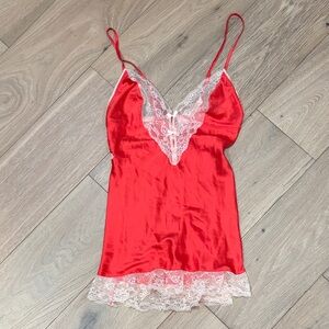 Victoria’s Secret Red Lace Trim Chemise